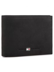Tommy Hilfiger Duży Portfel Męski Johnson Cc Flap And Coin Pocket AM0AM00660/82566 Czarny. Czarne portfele Tommy Hilfiger, bez wzorów, z nubiku. Za 299.99 zł.