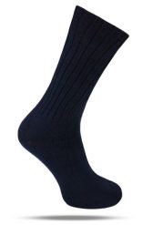Ciepłe Wełniane Skarpetki Zimowe - Granatowe, Jednokolorowe. Niebieskie skarpety His Story, bez wzorów, z elastanu. Za 39.99 zł.