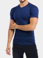 Koszulka termoaktywna męska Sensor Merino DF Tee S/S. Niebieskie bielizna termoaktywna Sensor, m, bez wzorów, z materiału, bez ramiączek, trekkingowe. Za 218.89 zł.