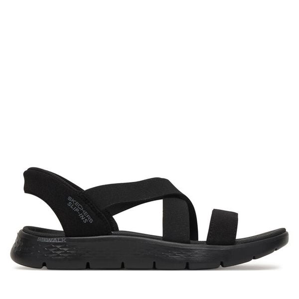 Sandały Skechers. Czarne espadryle Skechers, bez wzorów, bez obcasa, na płaskiej podeszwie, bez zapięcia. Za 216.99 zł.