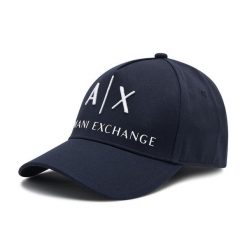 Czapka z daszkiem Armani Exchange. Niebieskie czapki z daszkiem Armani Exchange, bez wzorów. Za 149.99 zł.