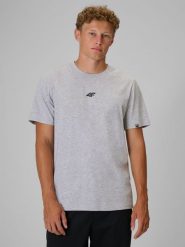 4F T-shirt regular z nadrukiem męski - szary S. Szare t-shirty 4F, m, bez wzorów, z bawełny, bez kołnierzyka, bez ramiączek. Za 69.99 zł.