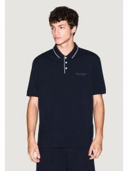 Armani Exchange Polo XM001557 AF10363 UB101 Granatowy Regular Fit. Niebieskie koszulki polo Armani Exchange, m, bez wzorów, z bawełny, bez kołnierzyka, bez ramiączek. Za 273.70 zł.