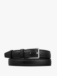 Czarny klasyczny pasek ze skóry licowej. Czarne paski Ryłko, bez wzorów, z jeansu, eleganckie. Za 129.99 zł.