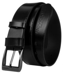 Szeroki pasek czarny ROVICKY-3 BLACK. Czarne paski ROVICKY, bez wzorów, ze skóry, klasyczne. Za 53.00 zł.