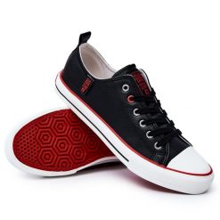 Męskie Skórzane Trampki Big Star JJ174068 Czarne. Czarne trampki m, bez wzorów, bez zapięcia. Za 177.87 zł.