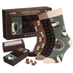 Zestaw skarpet męskich w różne wzory o tematyce kawy w rozmiarze 38-44 Peterson PTN SML-S3W-CO-38-44. Skarpety Peterson, bez wzorów. Za 58.99 zł.