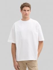 Męska Koszulka Tom Tailor Oversized T-shirt White 1035912 20000. Białe t-shirty Tom Tailor, l, bez wzorów, bez kołnierzyka, bez ramiączek. Za 69.99 zł.