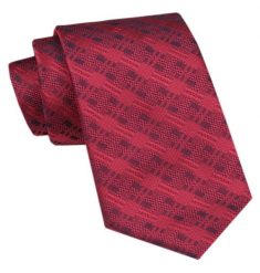Elegancki Krawat Męski Angelo di Monti - Czerwony w Geometryczny Wzór. Czerwone krawaty i muchy Angelo di Monti, bez wzorów, z tkaniny. Za 45.00 zł.