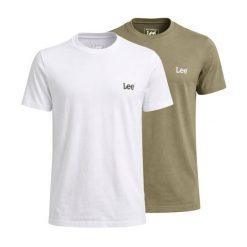 MESKA KOSZULKA LEE ZESTAW DWUPAK CREW MRCNTL GREEN BRGT WH 112370575. Zielone t-shirty Lee, xxl, bez wzorów, bez kołnierzyka, bez ramiączek. Za 139.99 zł.