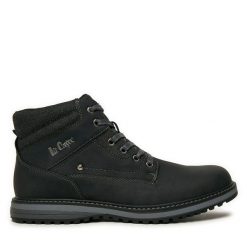 Trzewiki Lee Cooper. Czarne botki sznurowane Lee Cooper, bez wzorów, bez obcasa, bez zapięcia. Za 279.99 zł.
