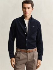 Gant koszula z sztruksu Mężczyźni Regular Fit Sztruks niebieski, XXL. Niebieskie koszule GANT, m, bez wzorów, ze sztruksu, bez kołnierzyka, bez ramiączek. Za 649.95 zł.