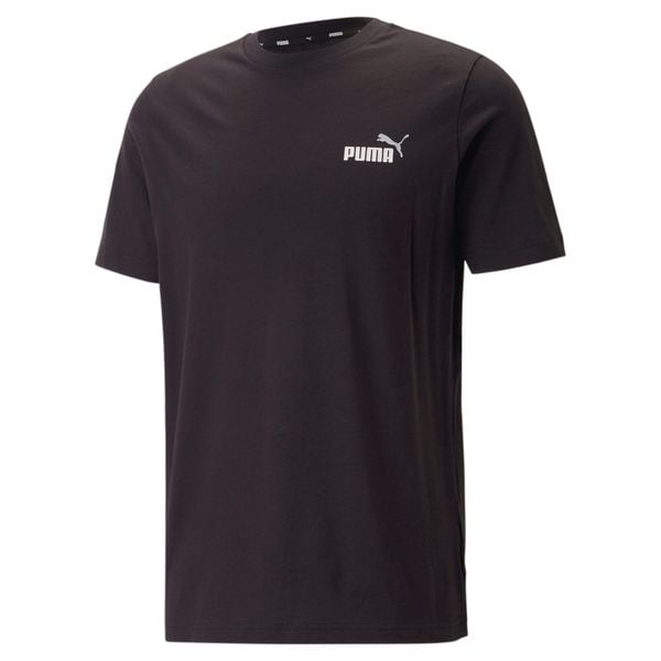 Koszulka sportowa męska Puma ESS+ 2 COL SMALL LOGO z krótkim rękawem. Czarne t-shirty sportowe Puma, bez wzorów, z bawełny, bez ramiączek, trekkingowe. Za 139.00 zł.