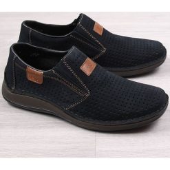 Granatowe półbuty męskie skórzane Rieker 05265-14. Eleganckie półbuty Rieker. Za 174.99 zł.