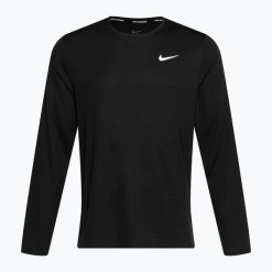 Longsleeve do biegania męski Nike Miler Dri-Fit UV. Czarne bluzki z długim rękawem Nike, m, bez wzorów, bez kołnierzyka, bez ramiączek. Za 189.70 zł.