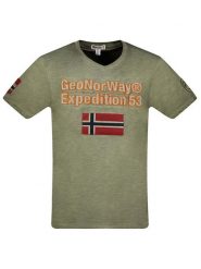Geographical Norway Koszulka "Jimdo" w kolorze khaki rozmiar: M. Brązowe bezrękawniki Geographical Norway, m, bez wzorów, z bawełny, bez kołnierzyka, bez ramiączek. Za 83.62 zł.