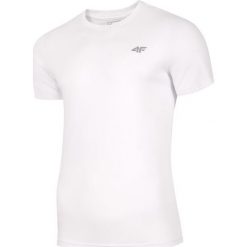 T-shirt męski TSM300 - biały. Białe t-shirty 4F, m, bez wzorów, bez kołnierzyka, bez ramiączek. Za 39.99 zł.
