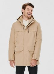 PAKO LORENTE – Kurtka męska z kapturem w kolorze beżowym. Brązowe kurtki Pako Lorente, m, bez wzorów, z poliesteru, z kapturem. Za 399.99 zł.