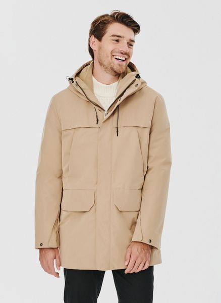 PAKO LORENTE – Kurtka męska z kapturem w kolorze beżowym. Brązowe kurtki Pako Lorente, m, bez wzorów, z poliesteru, z kapturem. Za 399.99 zł.