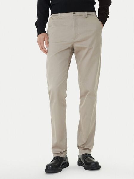 Calvin Klein Chinosy LV040EM633 Beżowy Slim Fit. Brązowe eleganckie spodnie CALVIN KLEIN, m, z bawełny. Za 389.99 zł.