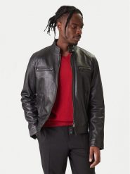 Tommy Hilfiger Kurtka skórzana Racer MW0MW41961 Czarny Regular Fit. Czarne kurtki Tommy Hilfiger, l, bez wzorów, ze skóry, bez kaptura. Za 2,089.00 zł.