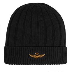 Czapka Aeronautica Militare. Czarne czapki zimowe Aeronautica Militare, bez wzorów. Za 179.99 zł.