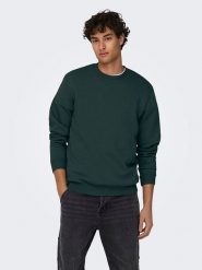 ONLY & SONS Bluza "Ceres" w kolorze ciemnozielonym rozmiar: S. Zielone bluzy Only & Sons, s, bez wzorów, bez kaptura. Za 74.81 zł.