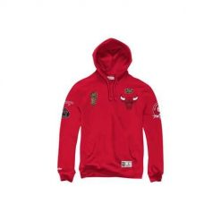 Bluza sportowa męska Mitchell & Ness Champ City Chicago Bulls. Czerwone bluzy z kapturem Mitchell & Ness, m, bez wzorów, z kapturem. Za 672.00 zł.