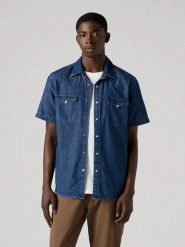 Levi's Koszula dżinsowa - Regular fit - w kolorze granatowym rozmiar: L. Niebieskie koszule Levi's®, l, bez wzorów, z bawełny, bez kołnierzyka, bez ramiączek. Za 142.18 zł.