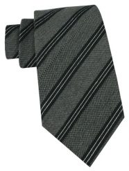 Klasyczny Krawat Klubowy - Alties - Grafit w Prążek. Szare krawaty i muchy Alties, bez wzorów, z tkaniny. Za 49.00 zł.