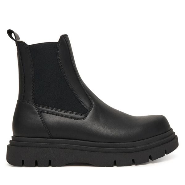 Sztyblety Guess. Czarne botki sznurowane Guess, z aplikacjami, bez obcasa, bez zapięcia. Za 759.99 zł.