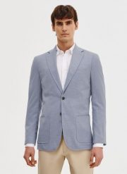 PAKO LORENTE – Niebieska marynarka męska. Niebieskie garnitury Pako Lorente, na co dzień, m, bez wzorów, z elastanu. Za 299.99 zł.