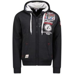 Bluza turystyczna męska Geographical Norway Gotham. Czarne bluzy z kapturem Geographical Norway, m, bez wzorów, z bawełny, z kapturem. Za 183.70 zł.