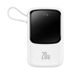 Baseus Qpow Pro z kablem Lightning USB-C USB 10000mAh 20W biały. Białe powerbanki . Za 109.90 zł.