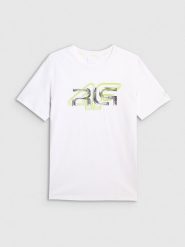 4F T-shirt regular z nadrukiem męski 4F x Robert Lewandowski - biały XL. Białe t-shirty 4F, l, bez wzorów, z bawełny, bez kołnierzyka, bez ramiączek. Za 99.99 zł.