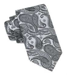 Krawat Męski - Alties - Szary Wzór Paisley. Szare krawaty i muchy Alties, bez wzorów, z tkaniny. Za 49.00 zł.