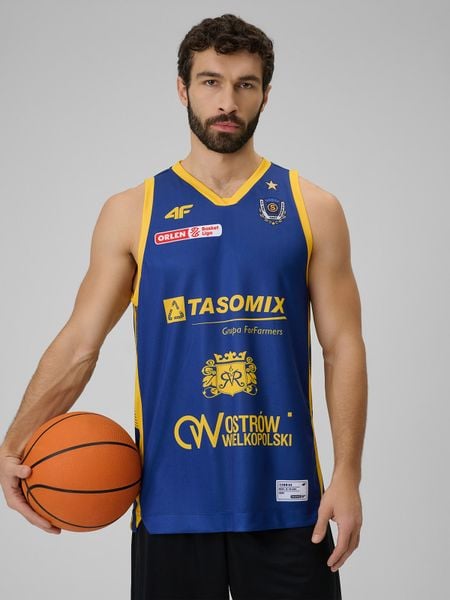 4F Koszulka meczowa replika wyjazdowa z sezonu 2025/26 męska 4F x Stal Ostrów - granatowa 3XL. Niebieskie bezrękawniki 4F, m, bez wzorów, z materiału, bez kołnierzyka, bez ramiączek. Za 219.99 zł.