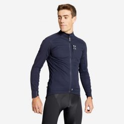 Kurtka zimowa rowerowa MTB Rockrider Race dopasowana. Niebieskie kurtki ROCKRIDER, na zimę, m, bez wzorów, z tworzywa sztucznego, bez kaptura. Za 289.99 zł.