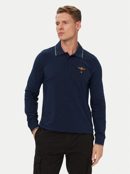 Aeronautica Militare Polo 262PO1653UP00082 Granatowy Regular Fit. Niebieskie koszulki polo Aeronautica Militare, l, bez wzorów, z bawełny, bez kołnierzyka, bez ramiączek. Za 344.99 zł.