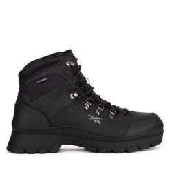 Trzewiki Reebok. Czarne botki sznurowane Reebok, bez wzorów, bez obcasa, bez zapięcia. Za 379.99 zł.