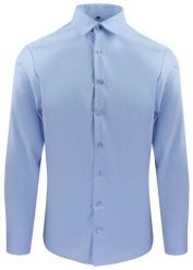 Delikatnie Wyszczuplana (Slim) Męska Koszula - Lanier - Jasnoniebieska. Niebieskie koszule Lanier, m, bez wzorów, z bawełny, bez kołnierzyka, bez ramiączek. Za 175.00 zł.