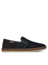 Rieker Półbuty B5265-14 Granatowy. Niebieskie eleganckie półbuty Rieker, bez wzorów, z materiału, bez obcasa, bez zapięcia. Za 319.99 zł.
