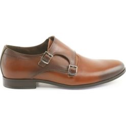 Tur brązowe Półbuty skórzane monki sprzączka. Brązowe eleganckie półbuty Tur, bez wzorów, ze skóry, bez obcasa, bez zapięcia. Za 259.00 zł.