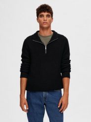 Selected Homme Sweter 16091800 Czarny Regular Fit. Czarne swetry rozpinane Selected Homme, l, bez wzorów, z bawełny, bez kołnierzyka, bez ramiączek. Za 289.99 zł.