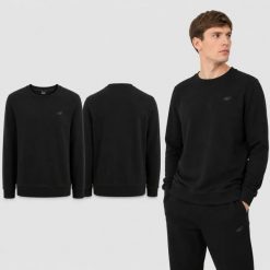 BLUZA MĘSKA DRESOWA 4F BEZ KAPTURA NIEROZPINANA S M2549 KOLOR CZARNY. Czarne bluzy z kapturem 4F, l, bez wzorów, z bawełny, bez kaptura. Za 95.95 zł.