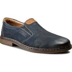 Półbuty LASOCKI FOR MEN MI229-16059. Niebieskie eleganckie półbuty Lasocki For Men, bez wzorów, z nubiku, bez obcasa, bez zapięcia. W wyprzedaży za 89.98 zł.