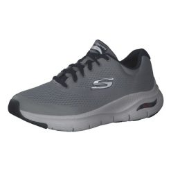 Buty sportowe Sneakersy męskie, Arch Fit. Szare buty sportowe casual Skechers, bez wzorów, bez zapięcia. Za 399.99 zł.