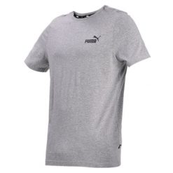 Męska koszulka Essentials z małym logo PUMA Medium Gray Heather. Szare t-shirty sportowe Puma, bez wzorów, z bawełny, bez ramiączek, na fitness i siłownię. Za 84.10 zł.