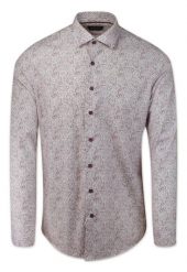 Koszula Męska, Bordowa w Drobny Wzór w Kwiatki, Długi Rękaw, Slim Fit -RIGON. Czerwone koszule Rigon, m, bez wzorów, z bawełny, bez kołnierzyka, bez ramiączek. Za 99.00 zł.