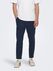 Only & Sons Spodnie materiałowe 22024966 Granatowy Tapered Fit. Niebieskie spodnie materiałowe Only & Sons, m, bez wzorów, z bawełny. Za 129.99 zł.